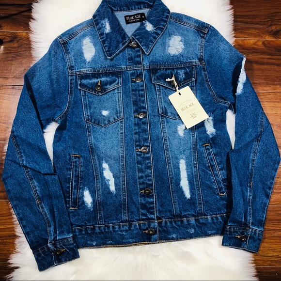 Oversized Distressed Denim Jackets - Picture 6 of 7